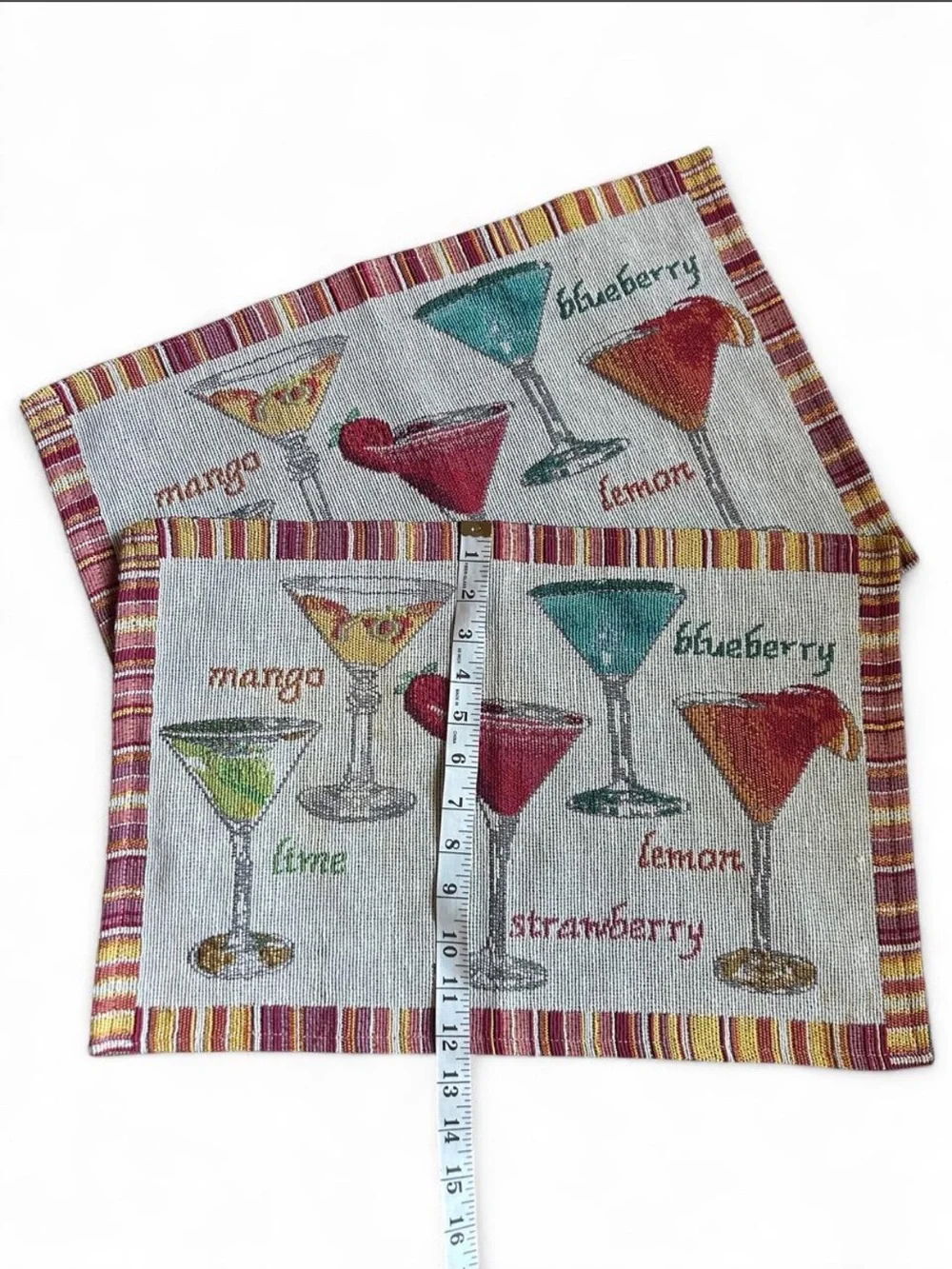 Vintage Y2K Fruity Cocktail Placemats - Set of 2